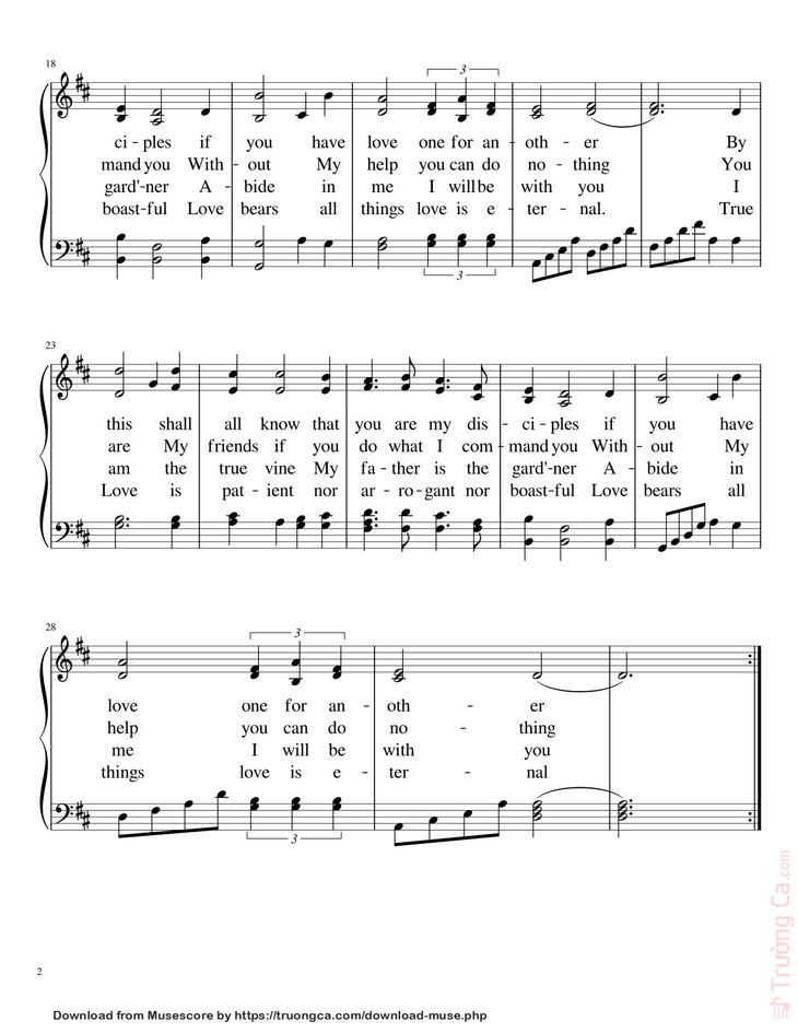Page 2 of the piano sheet music PDF - A New Commandment Sheet Piano by Hymns