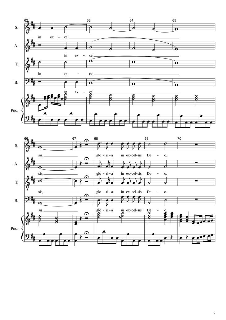 Page 9 of the piano sheet music PDF - Gloria in excelsis Deo (SATB) by Antonio Vivaldi
