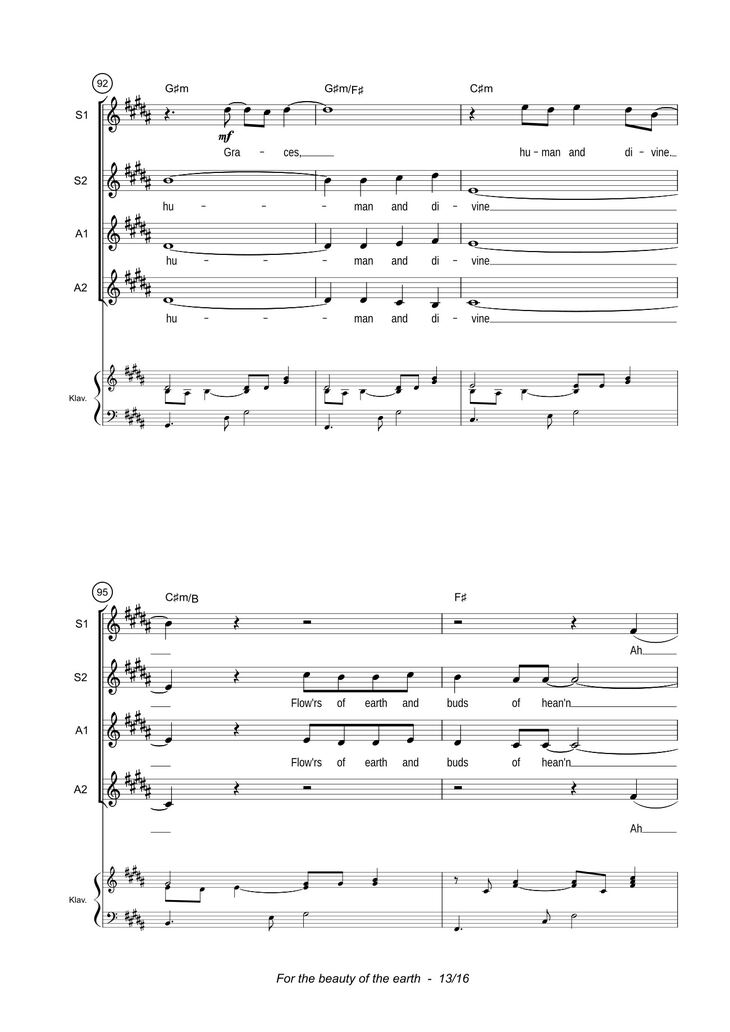 Page 13 of the piano sheet music PDF - For the beauty of the earth Sheet Piano by John Rutter