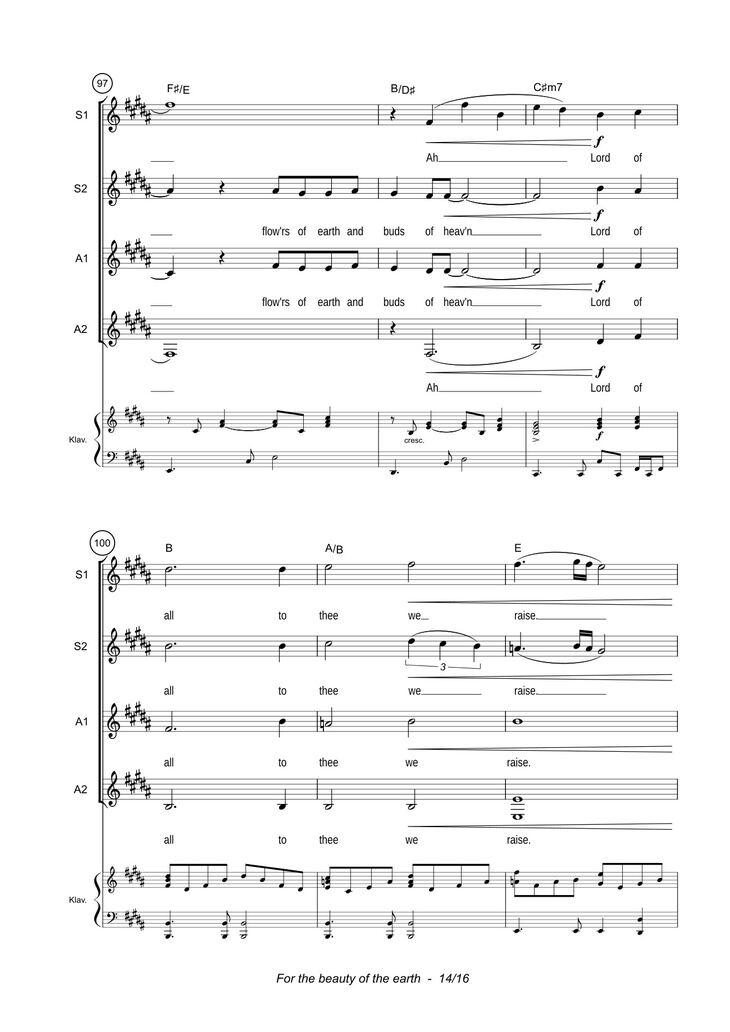 Page 14 of the piano sheet music PDF - For the beauty of the earth Sheet Piano by John Rutter
