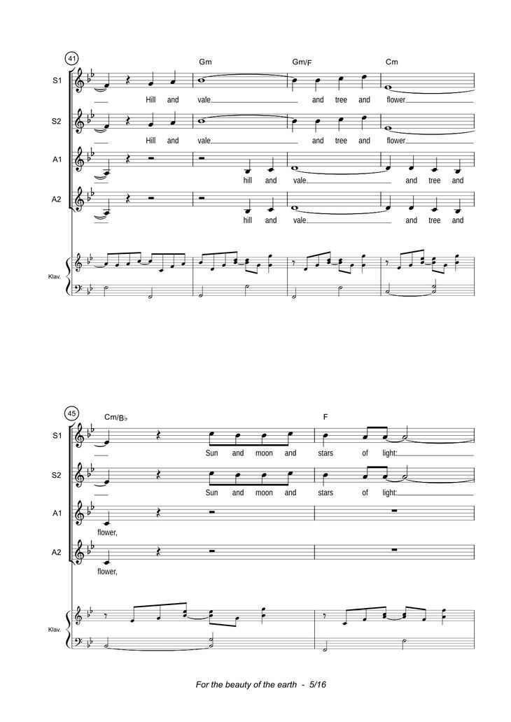 Page 5 of the piano sheet music PDF - For the beauty of the earth Sheet Piano by John Rutter