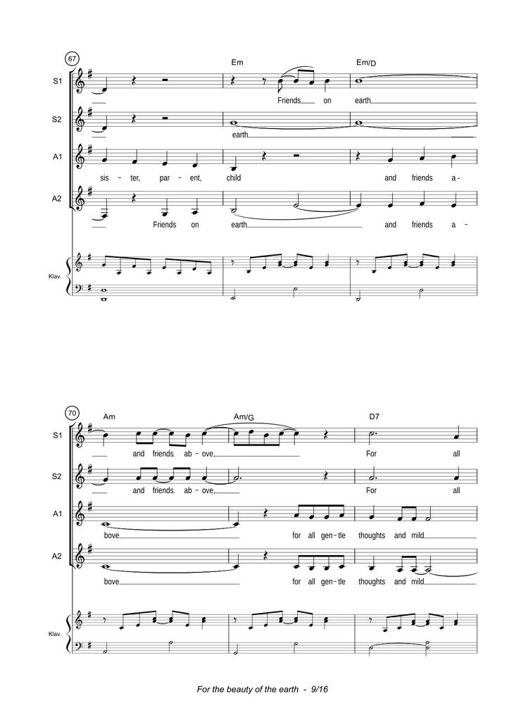 Page 9 of the piano sheet music PDF - For the beauty of the earth Sheet Piano by John Rutter