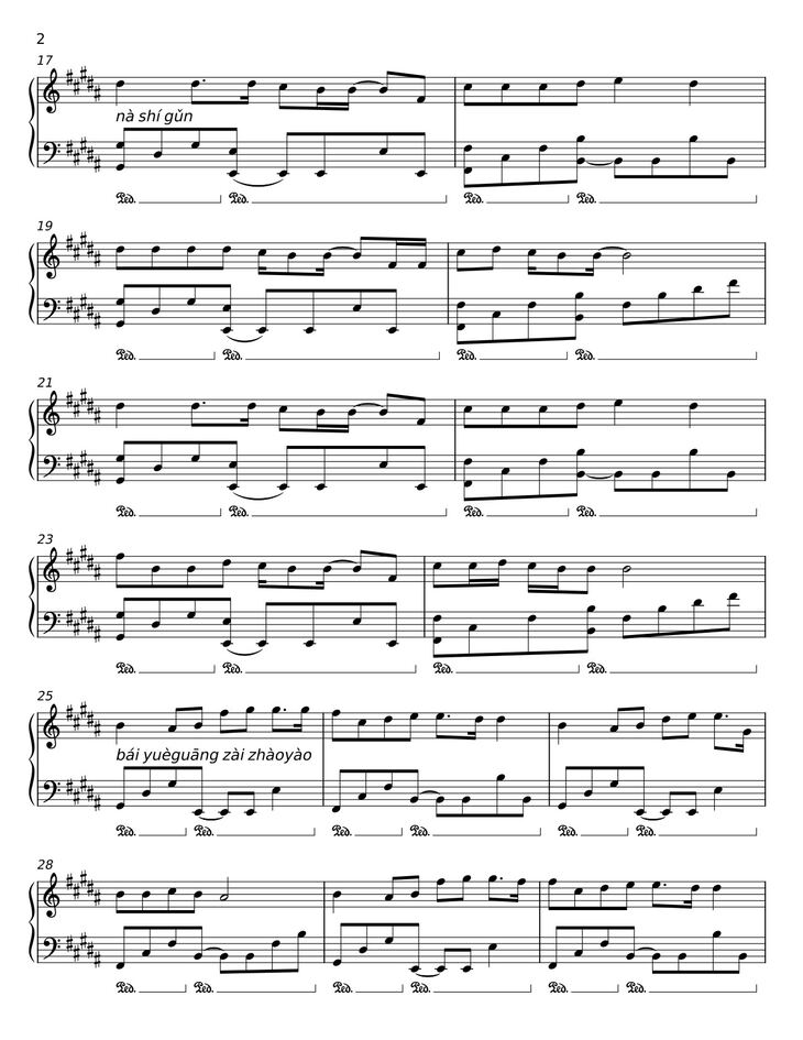 Page 2 of the piano sheet music PDF Piano - Bạch Nguyệt Quang Và No t Chu Sa Sheet Piano by  HOAI NAM