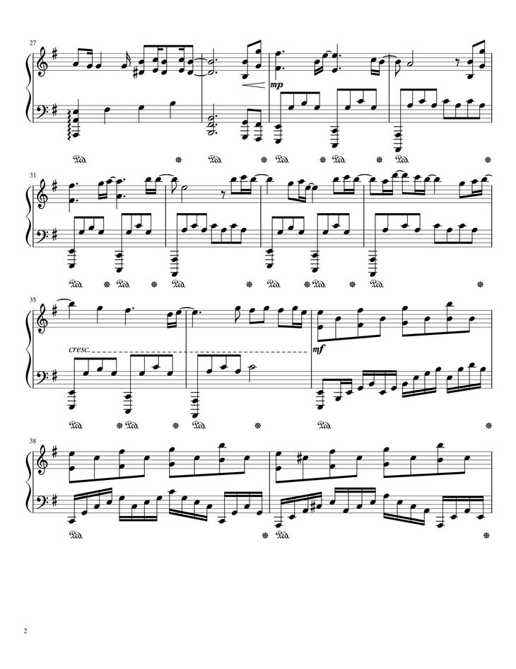 Page 2 of the piano sheet music PDF - No Time To Die Sheet Piano by Nobii_Piano