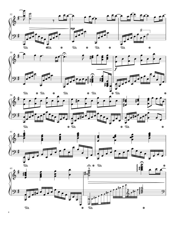 Page 4 of the piano sheet music PDF - No Time To Die Sheet Piano by Nobii_Piano
