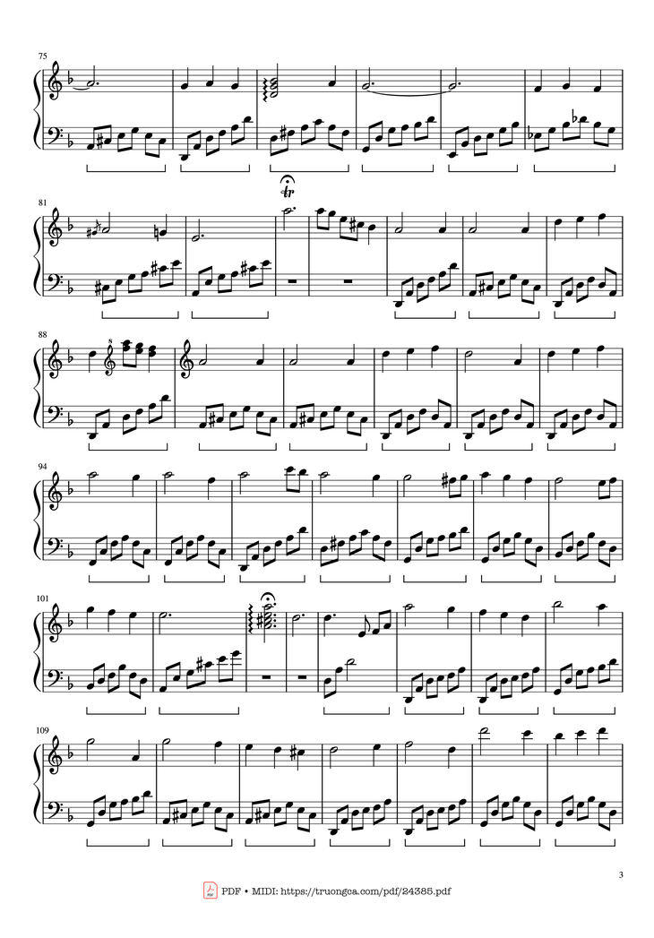 Page 3 of the piano sheet music PDF - Mùa Xuân Đầu Tiên Sheet Piano by Văn Cao