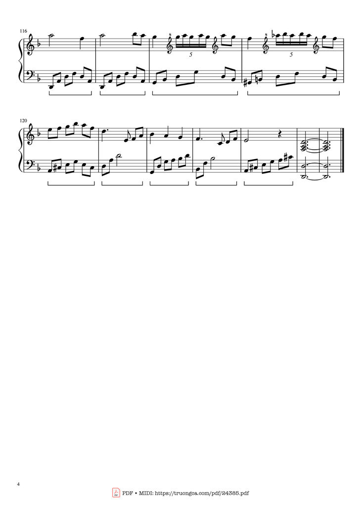Page 4 of the piano sheet music PDF - Mùa Xuân Đầu Tiên Sheet Piano by Văn Cao