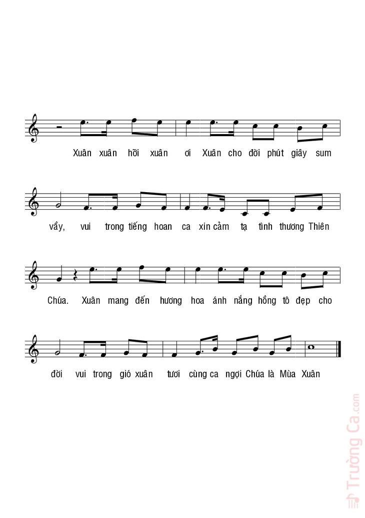 Page 2 of the piano sheet music PDF - Mùa xuân cao nguyên by Bạch VânMùa xuân chínNguyễn Duy