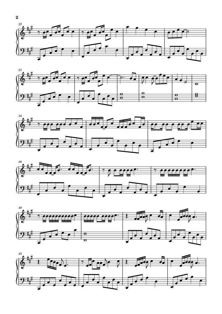 Page 2 of the piano sheet music PDF - 玫瑰少年 五月天 Sheet Piano by 五月天