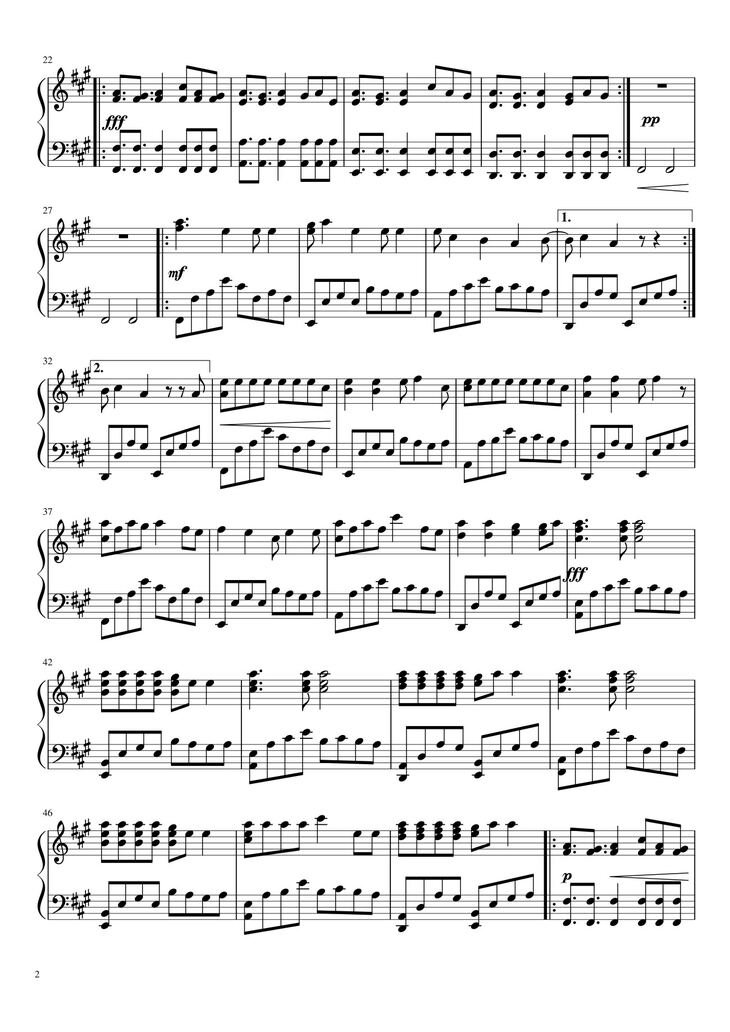 Page 2 of the piano sheet music PDF - Alive - Krewella Sheet Piano by Unregistered_user