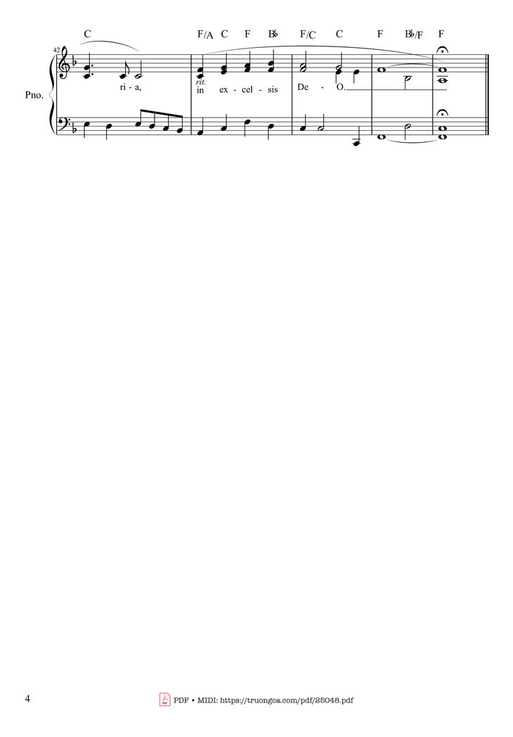 Page 4 of the piano sheet music PDF - Angels We Have Heard On High Sheet Piano by Traditional