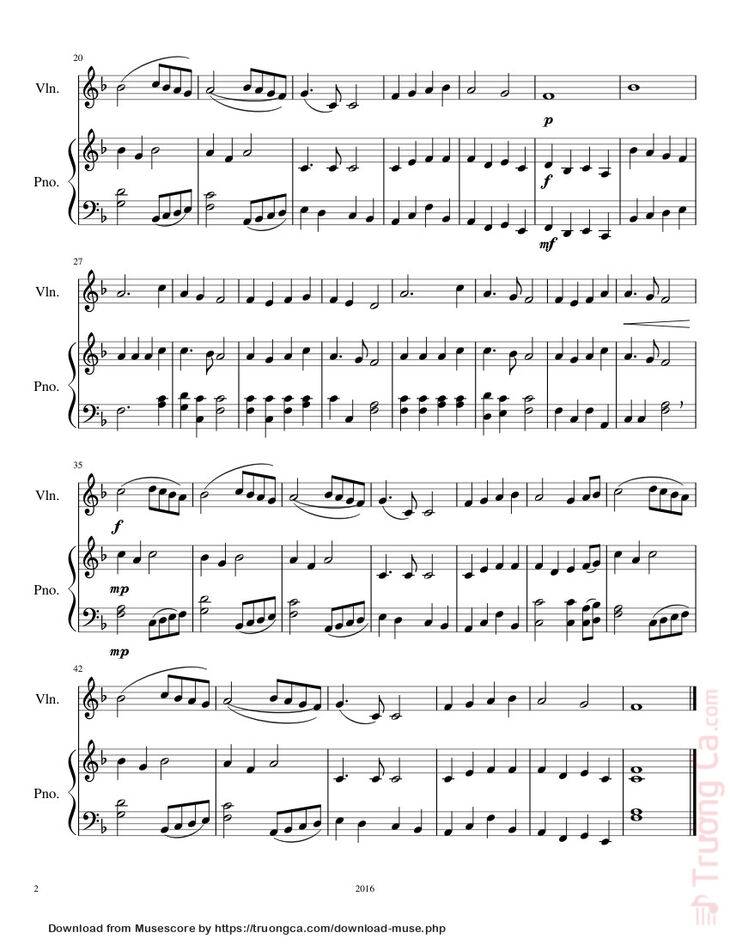 Page 2 of the piano sheet music PDF - Angels We Have Heard on High (Piano/Violin) by Sam Bryson