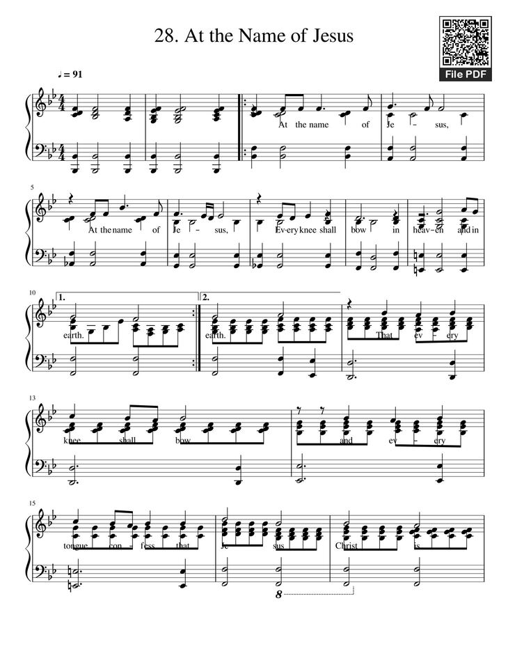 Page 1 of the piano sheet music PDF - At the Name of Jesus Sheet Piano by Francis Adelman