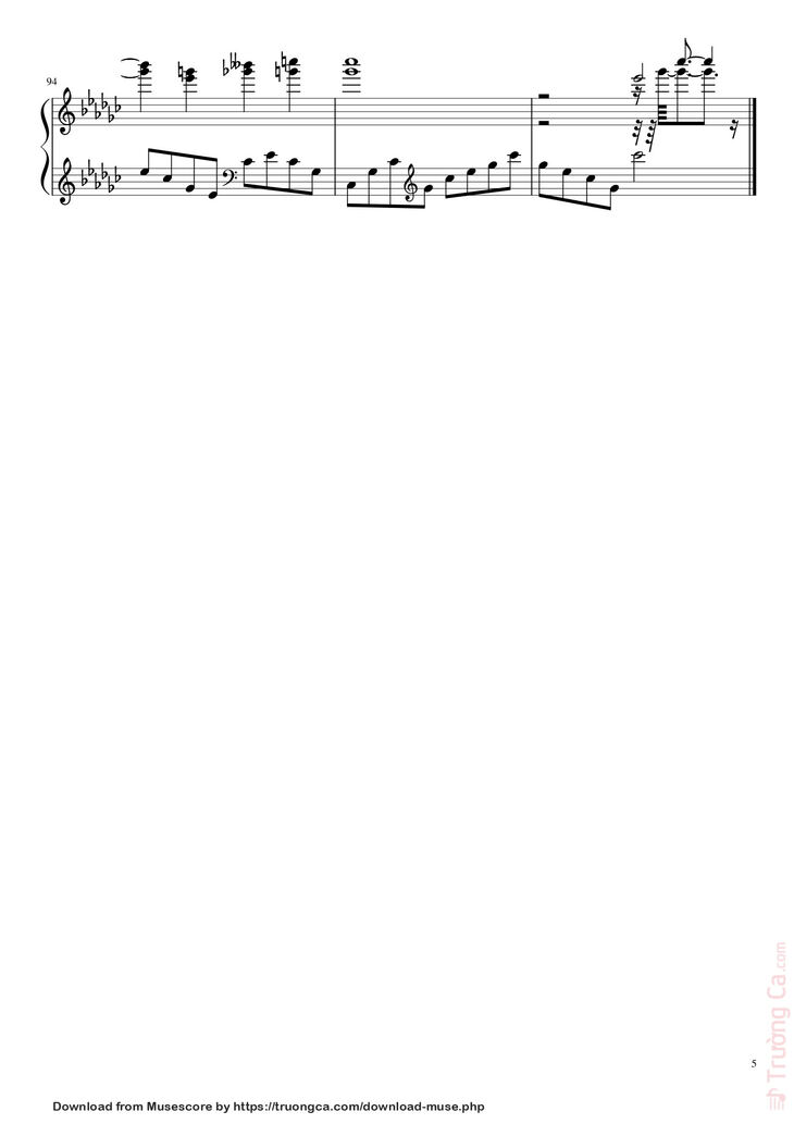Page 5 of the piano sheet music PDF Piano - Tay trái chỉ trăng Sheet Piano by Maihao