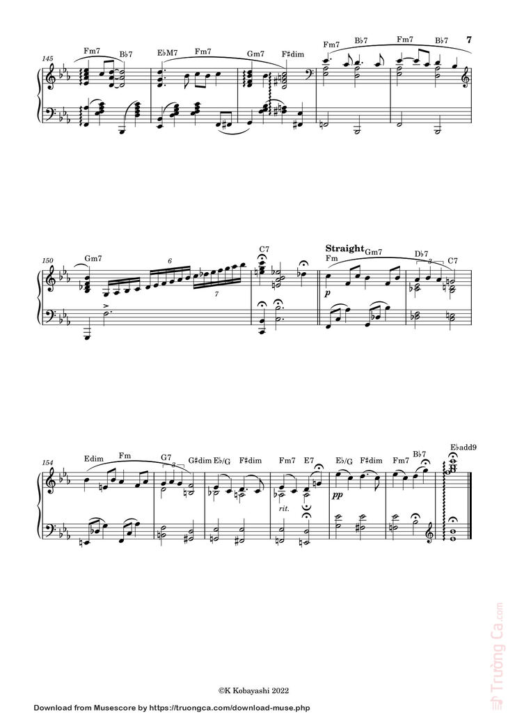 Page 7 of the piano sheet music PDF - Tea For Two Sheet Piano by K Kobayashi