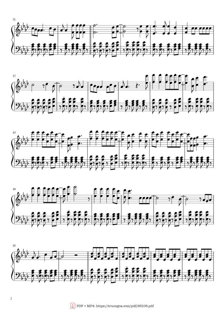 Page 2 of the piano sheet music PDF - Viva La vida Sheet Piano by Coldplay