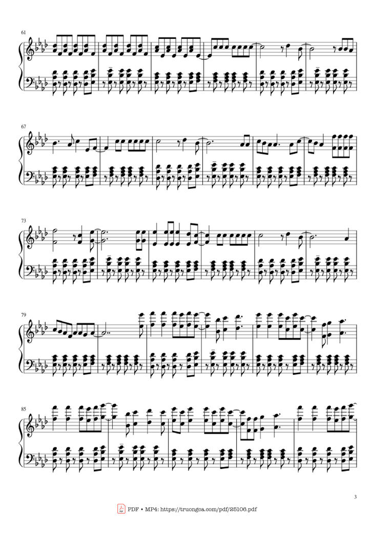 Page 3 of the piano sheet music PDF - Viva La vida Sheet Piano by Coldplay
