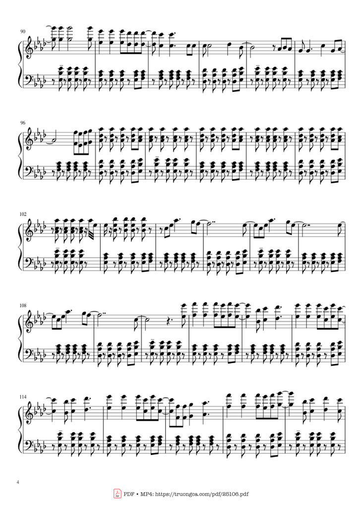 Page 4 of the piano sheet music PDF - Viva La vida Sheet Piano by Coldplay