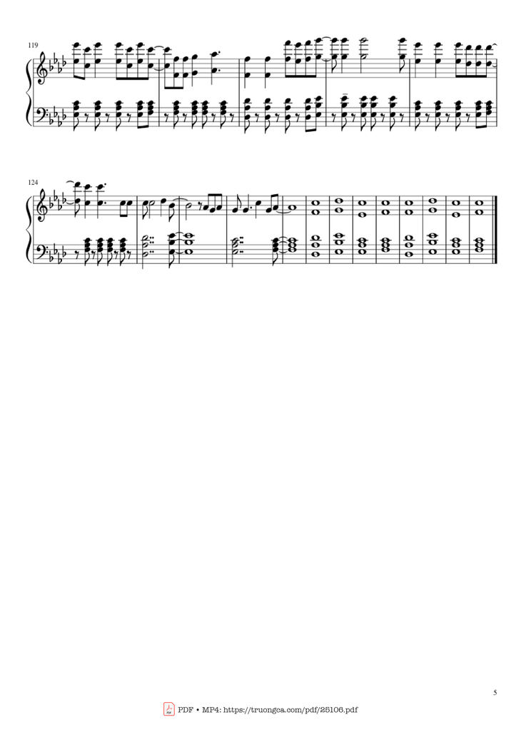 Page 5 of the piano sheet music PDF - Viva La vida Sheet Piano by Coldplay
