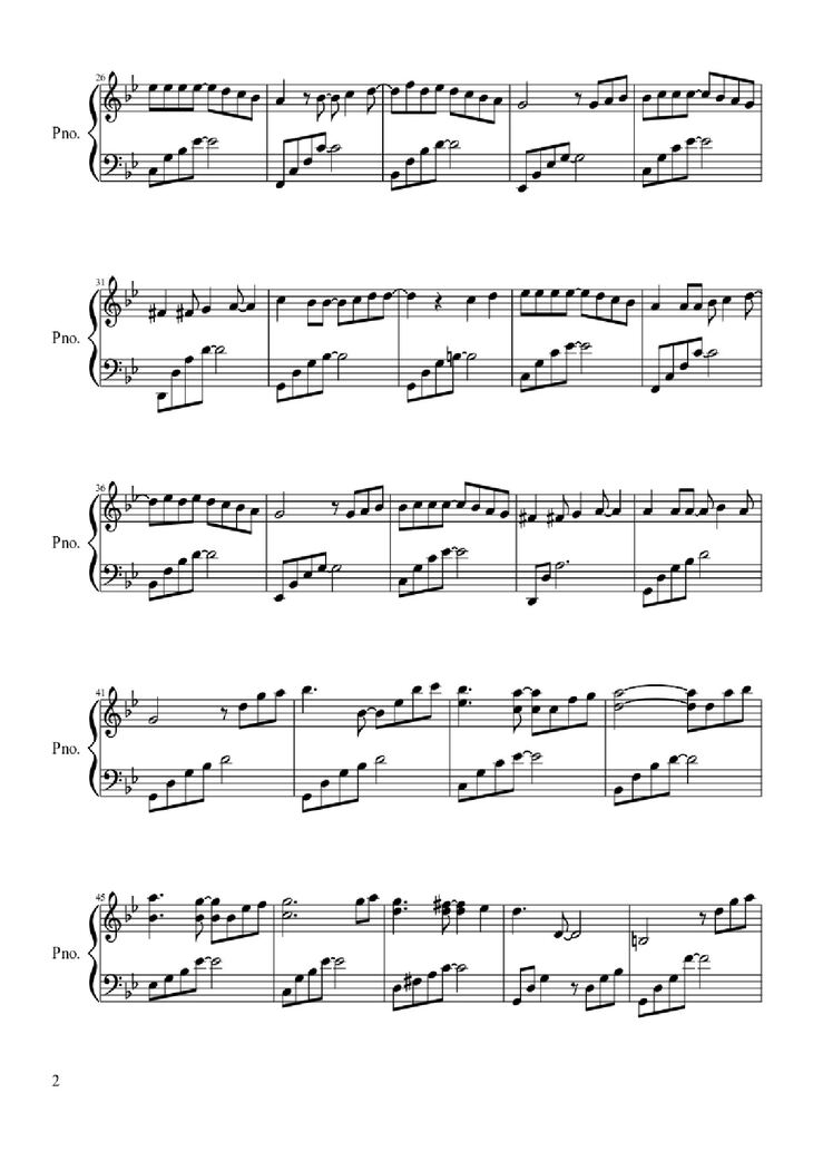Page 2 of the piano sheet music PDF - Winter Sonata by Huong Dao