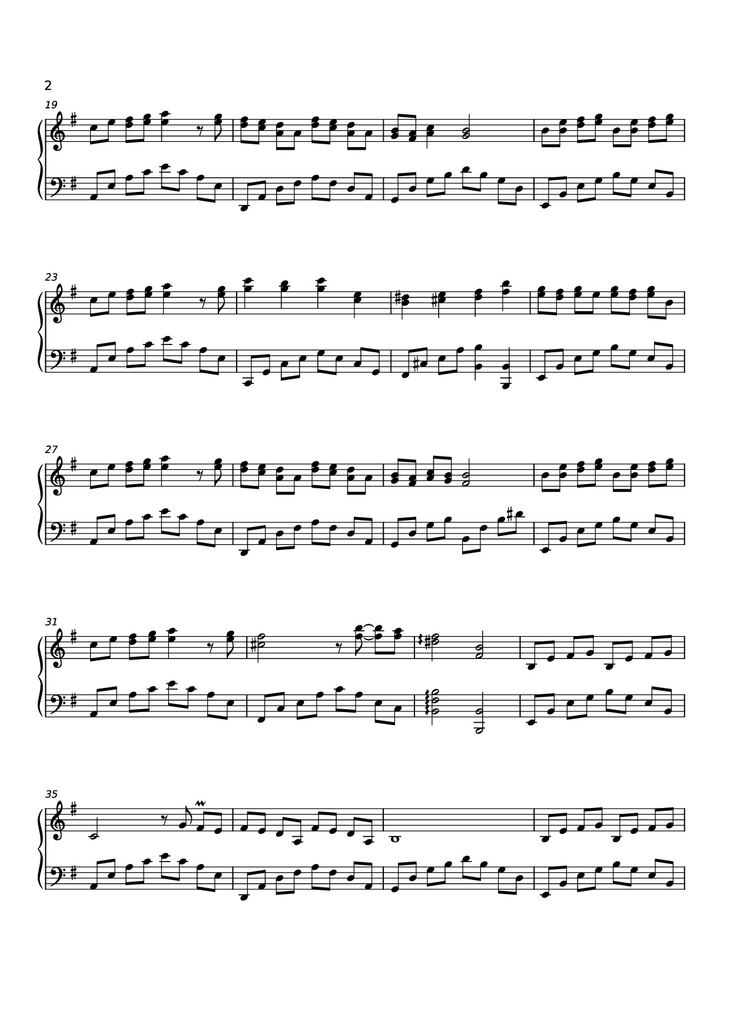 Page 2 of the piano sheet music PDF - 你离开的村落 Sheet Piano by 原唱：吴铁飞、徐波