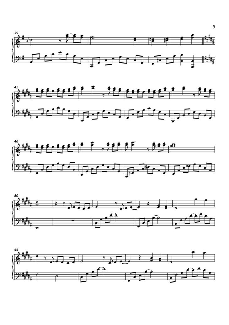 Page 3 of the piano sheet music PDF - 你离开的村落 Sheet Piano by 原唱：吴铁飞、徐波
