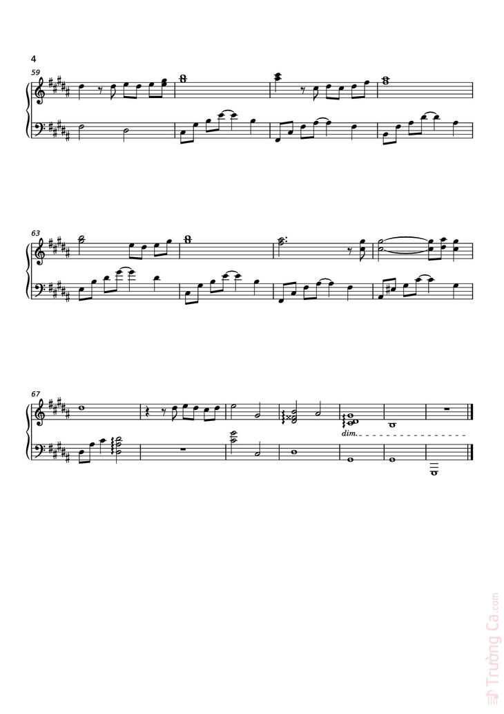 Page 4 of the piano sheet music PDF - 你离开的村落 Sheet Piano by 原唱：吴铁飞、徐波