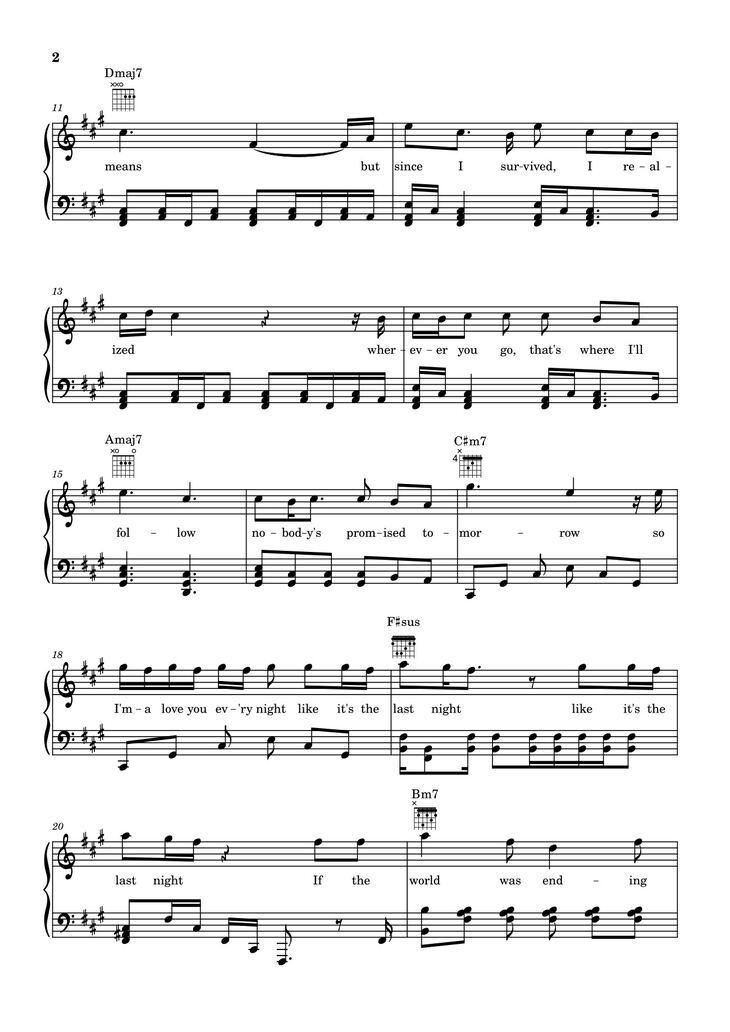 Page 2 of the piano sheet music PDF - Die With A Smile - Bruno Mars And Lady Gaga Sheet Piano by Unregistered_user