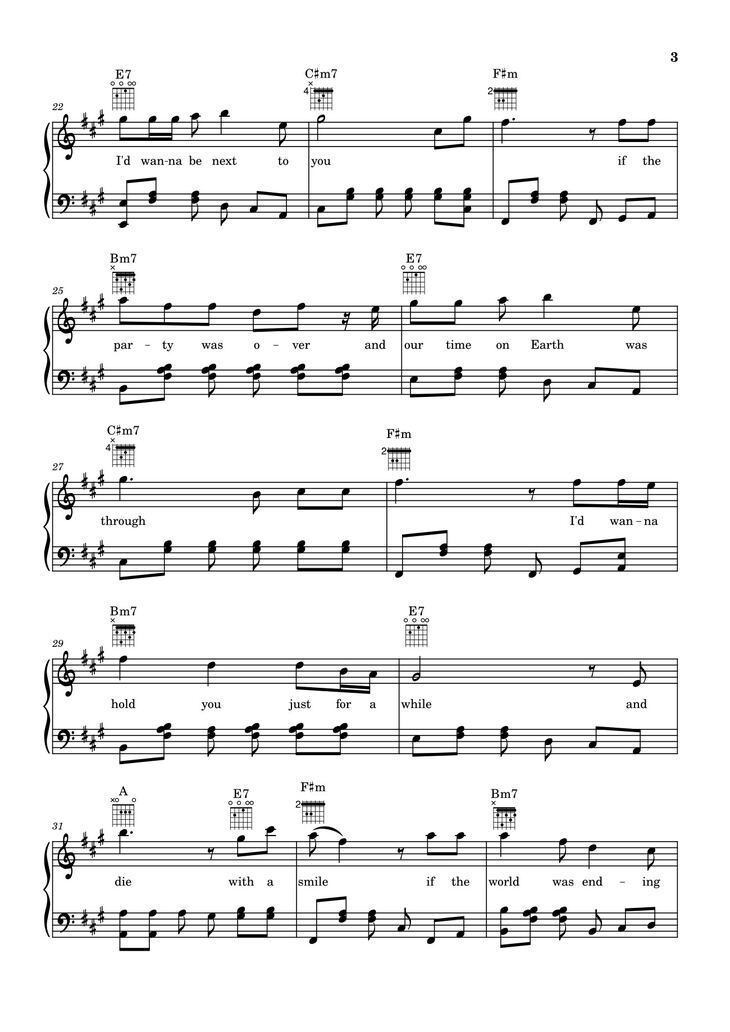 Page 3 of the piano sheet music PDF - Die With A Smile - Bruno Mars And Lady Gaga Sheet Piano by Unregistered_user