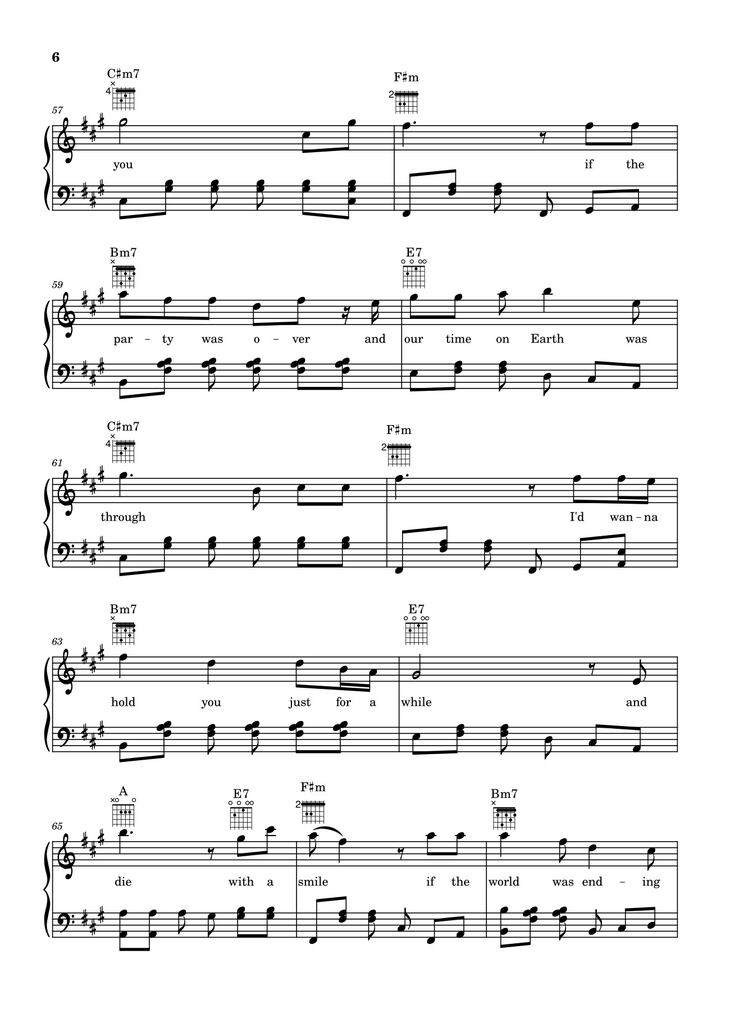 Page 6 of the piano sheet music PDF - Die With A Smile - Bruno Mars And Lady Gaga Sheet Piano by Unregistered_user