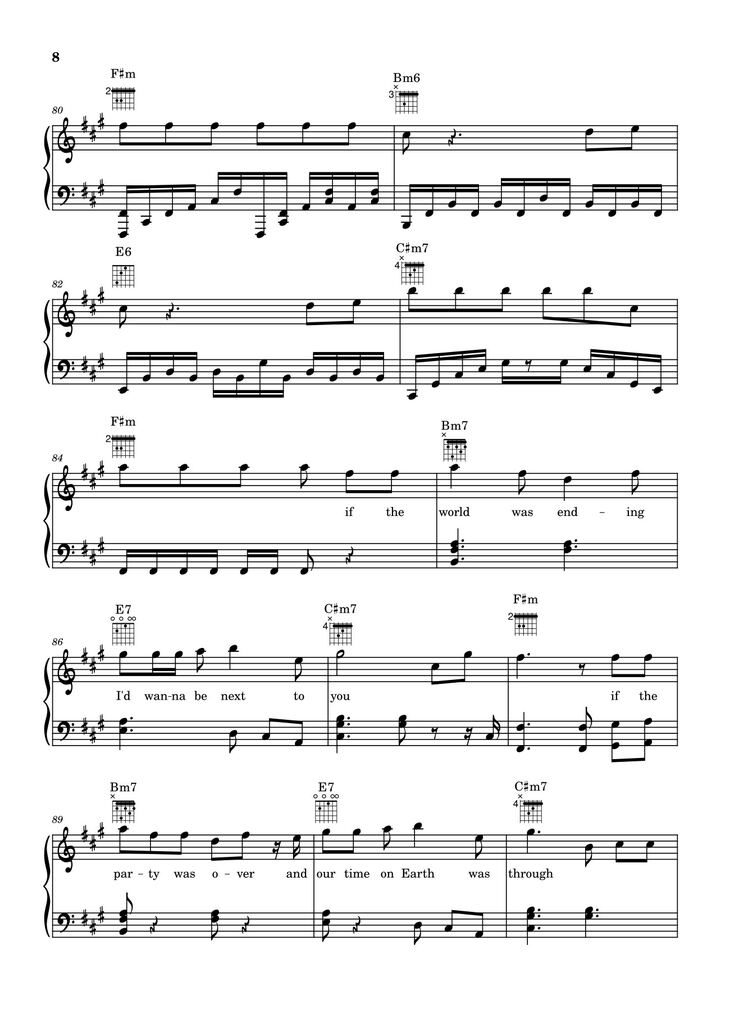 Page 8 of the piano sheet music PDF - Die With A Smile - Bruno Mars And Lady Gaga Sheet Piano by Unregistered_user