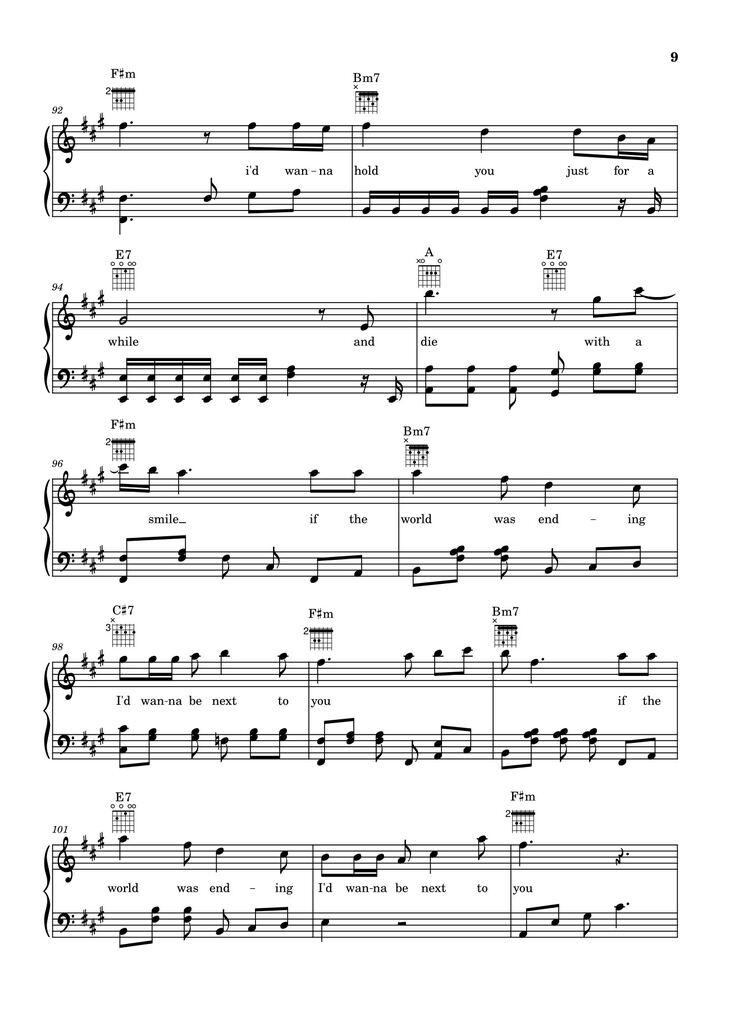 Page 9 of the piano sheet music PDF - Die With A Smile - Bruno Mars And Lady Gaga Sheet Piano by Unregistered_user