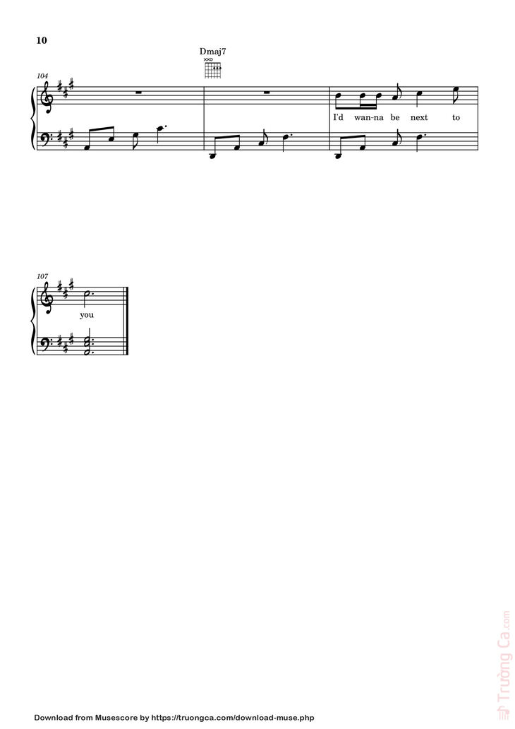 Page 10 of the piano sheet music PDF - Die With A Smile - Bruno Mars And Lady Gaga Sheet Piano by Unregistered_user