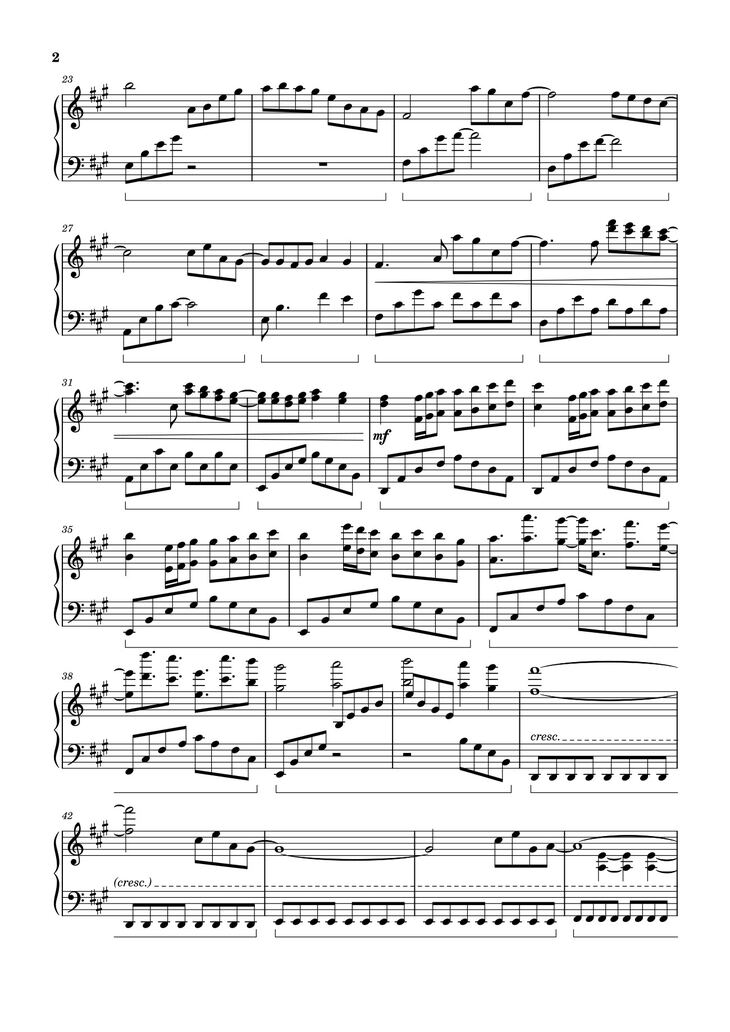 Page 2 of the piano sheet music PDF - Reminisce Sheet Piano by Tony Ann
