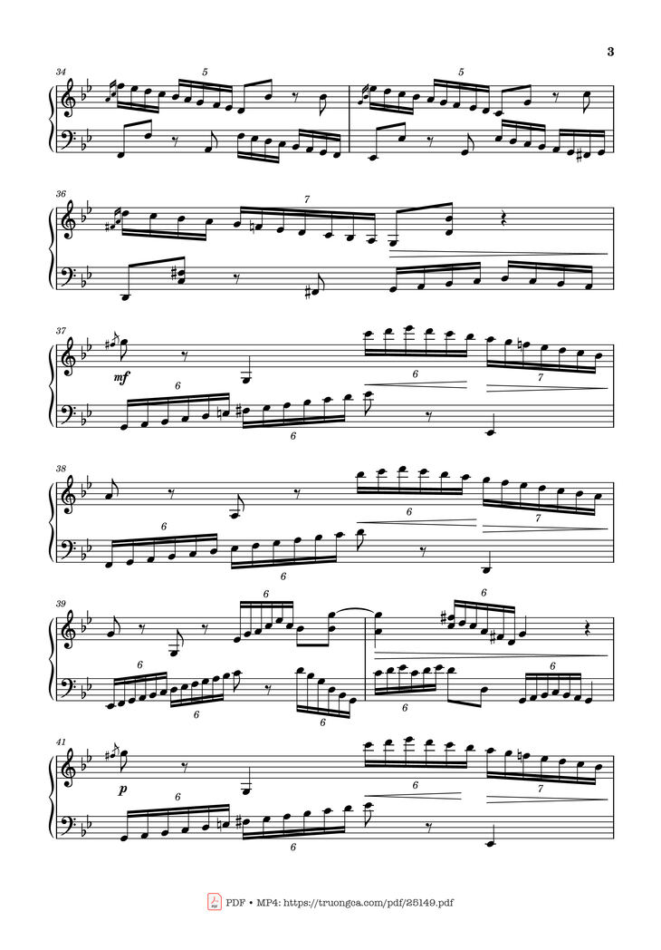 Page 3 of the piano sheet music PDF - Passacaglia, Op. 20 No. 2 by Johan Halvorsen