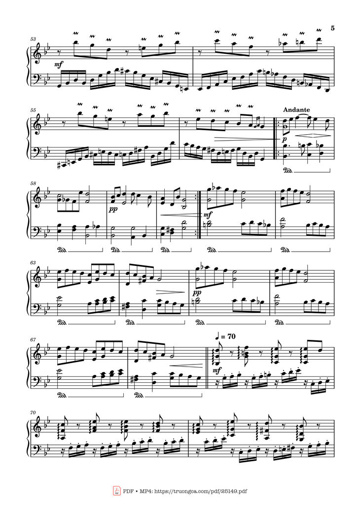 Page 5 of the piano sheet music PDF - Passacaglia, Op. 20 No. 2 by Johan Halvorsen
