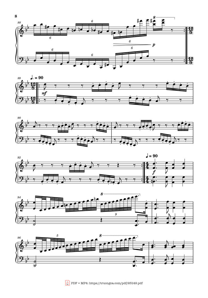 Page 8 of the piano sheet music PDF - Passacaglia, Op. 20 No. 2 by Johan Halvorsen
