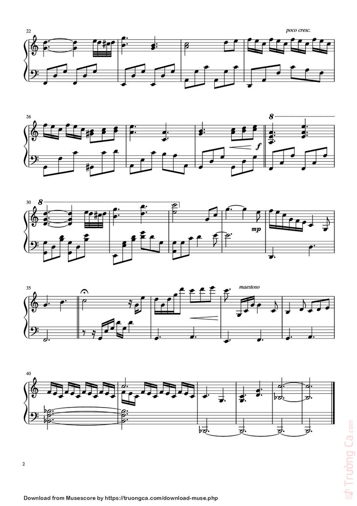 Page 2 of the piano sheet music PDF - My Lie Sheet Piano by Masaru Yokoyama