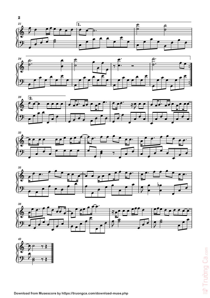 Page 2 of the piano sheet music PDF Piano - Những lời hứa bỏ quên Sheet Piano by Suspicious Wasabi