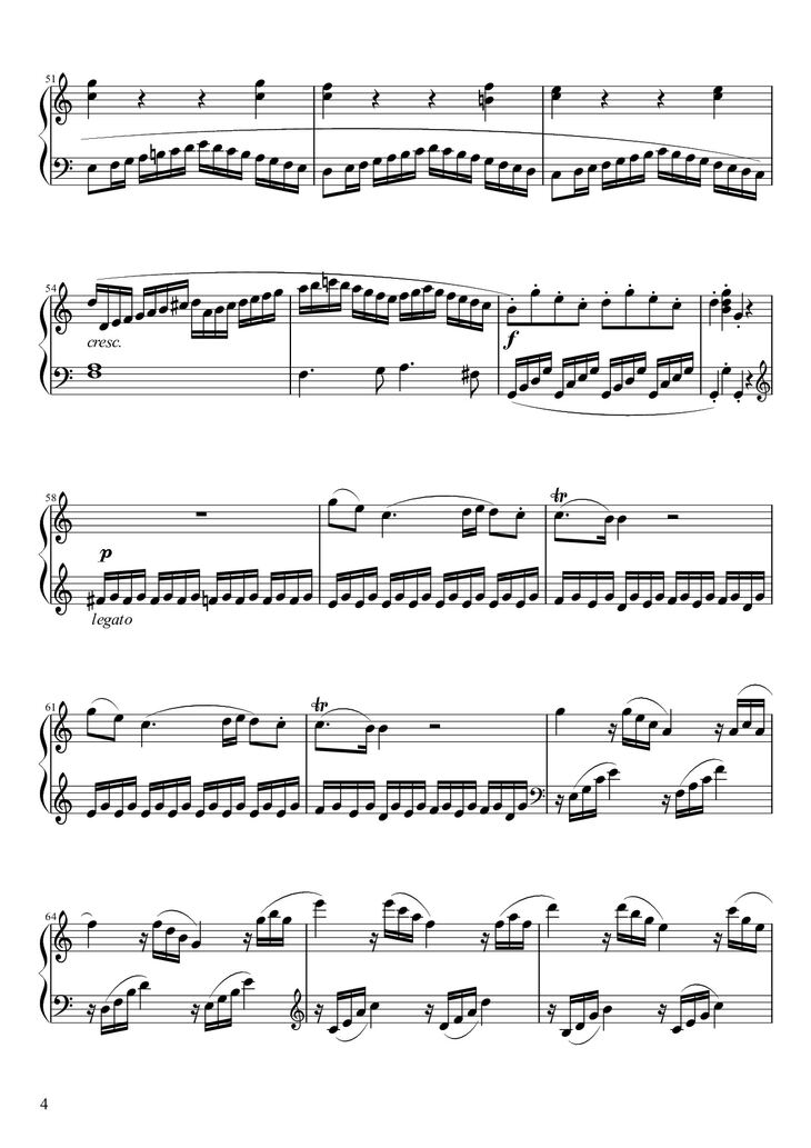 Page 4 of the piano sheet music PDF - Sonata No. 16 Sheet Piano by Wolfgang Amadeus Mozart