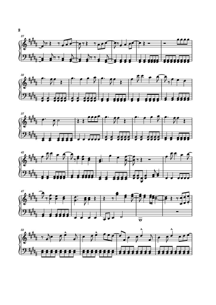 Page 2 of the piano sheet music PDF Piano - Angeleyes Sheet Piano by ABBA