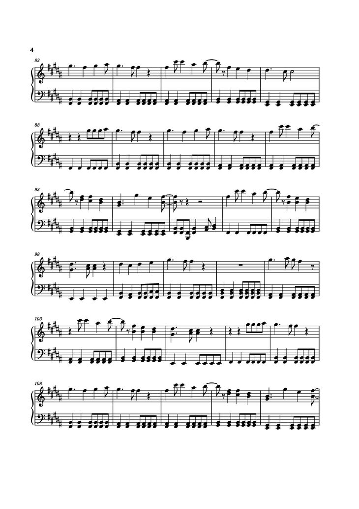 Page 4 of the piano sheet music PDF Piano - Angeleyes Sheet Piano by ABBA