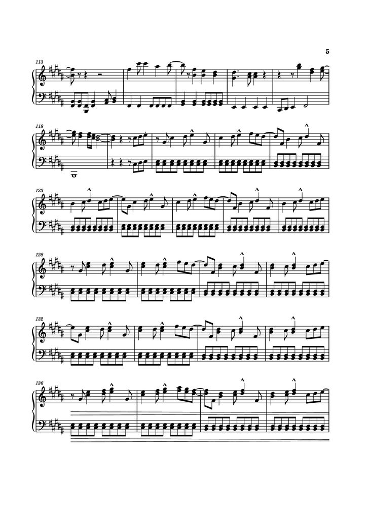 Page 5 of the piano sheet music PDF Piano - Angeleyes Sheet Piano by ABBA