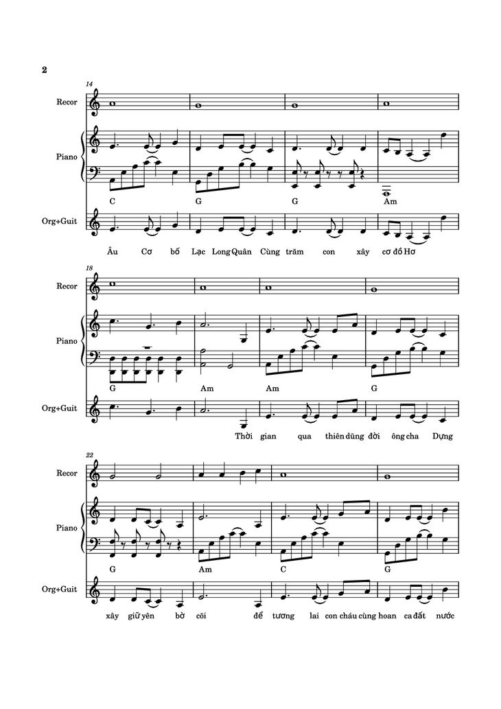 Page 2 of the piano sheet music PDF Piano - HÀO KHÍ VIỆT NAM Piano, Recorder, Synthesizer by Sáng tác: Holy Thắng
