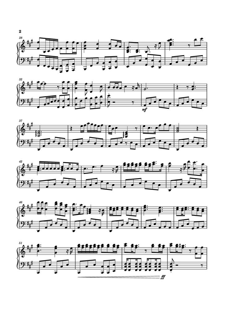 Page 2 of the piano sheet music PDF Piano - Die with a smile Piano by Moull