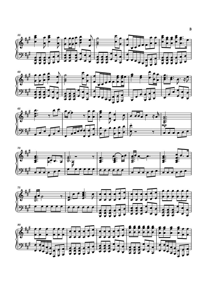 Page 3 of the piano sheet music PDF Piano - Die with a smile Piano by Moull