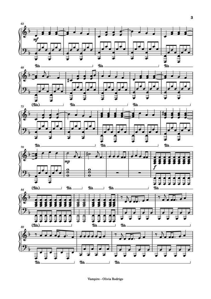 Page 3 of the piano sheet music PDF Piano - Vampire Piano by Olivia Rodrigo