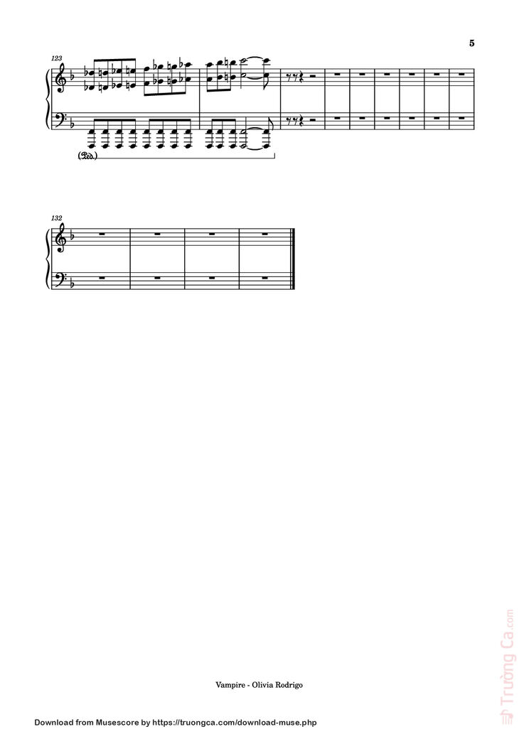 Page 5 of the piano sheet music PDF Piano - Vampire Piano by Olivia Rodrigo