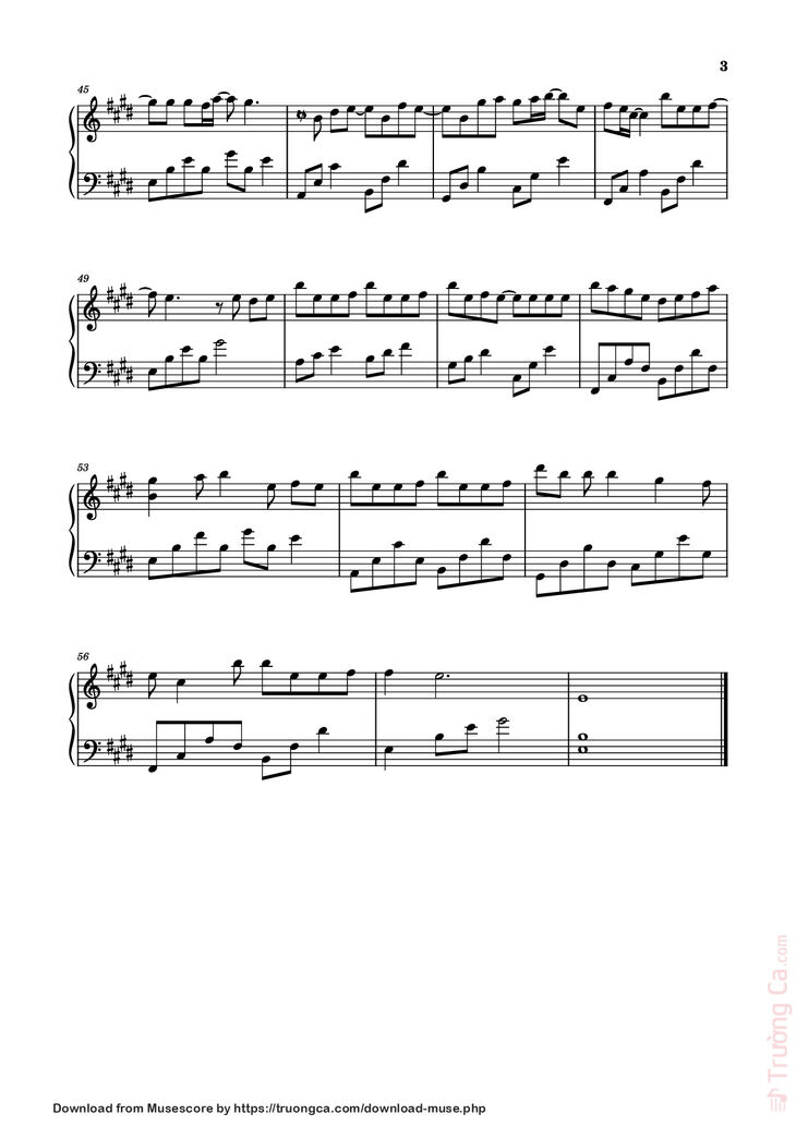 Page 3 of the piano sheet music PDF Piano - 没人会永远陪着你 Piano by 李怡然
