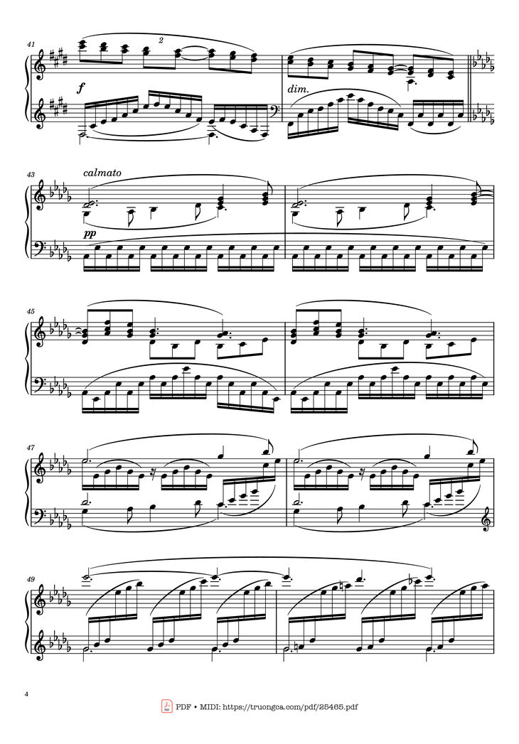 Page 4 of the piano sheet music PDF Piano - Clair de Lune Piano by Claude Debussy